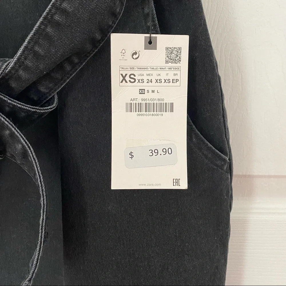 NEW with tags! Zara. Black denim dress. XS but fits like SMALL - Picture 2 of 2